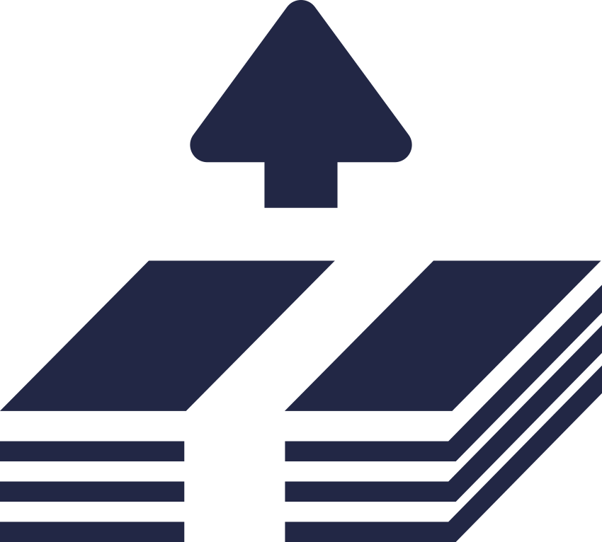 icon of the banks notes with an arrow above