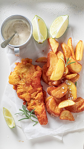 bristish fish and chips meal