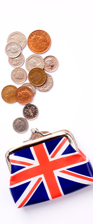 jar with british coins and notes inside