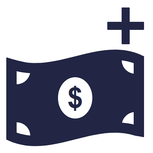 icon of a bank note with a plus sign