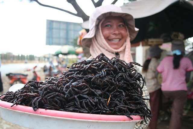 Eat a fried spider in China