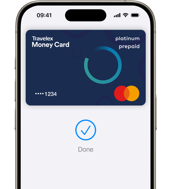 iPhone and the Apple Pay app with a Travelex Money Card