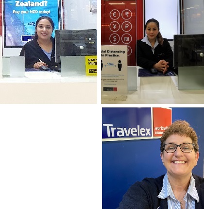 Prerna and Glair at Travelex Carousel store